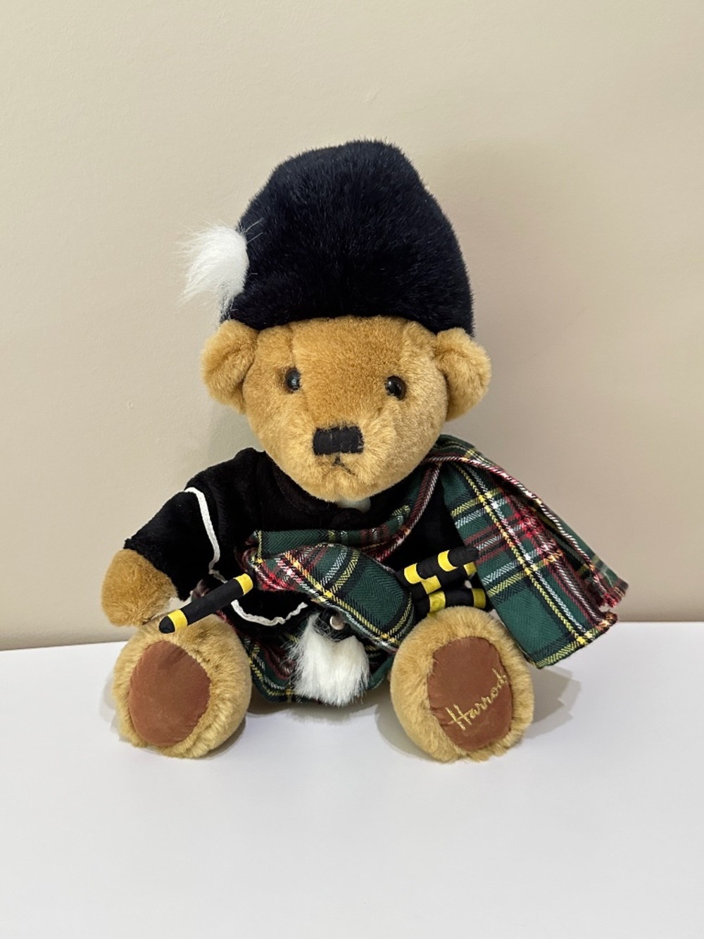 Vintage Harrods Knightsbridge Soft Toys 12" Scottish Plush Piper Bear
